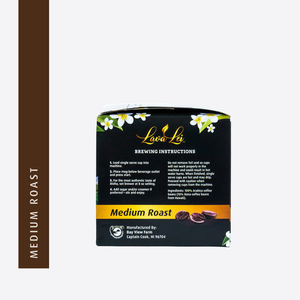Side packaging of Lava Lei coffee 